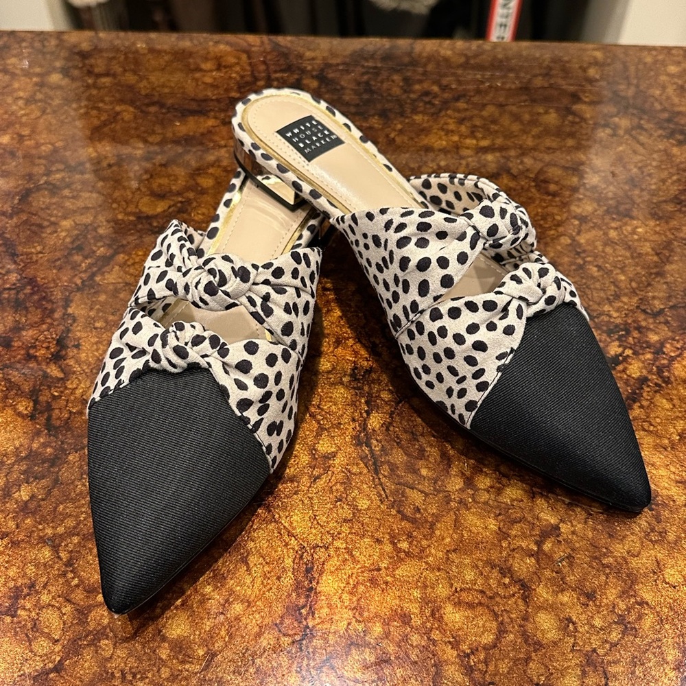 White House Black Market Polka Dot Slide On Flat Loafers Size 7